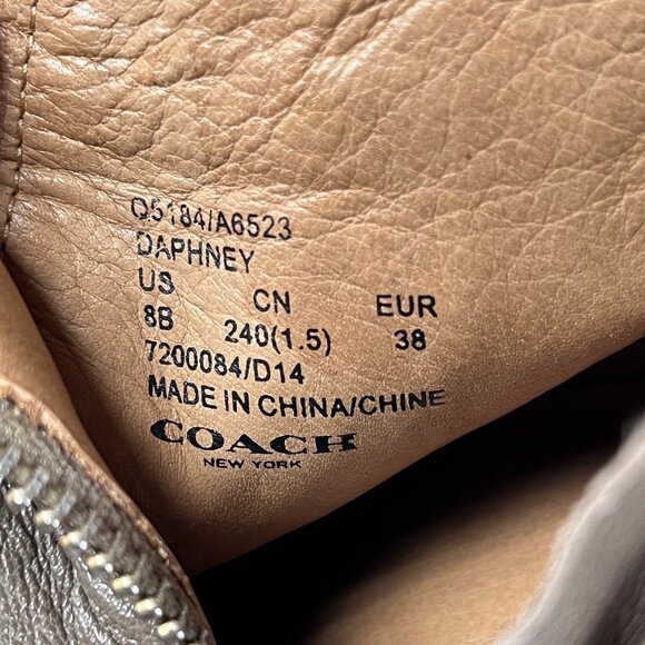 Authentic Coach Daphne Stiletto Leather Ankle Booties Taupe Size 8 - Picture 6 of 12